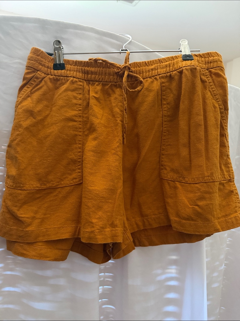 J. Crew Factory linen blend mustard yellow Drawstring Shorts